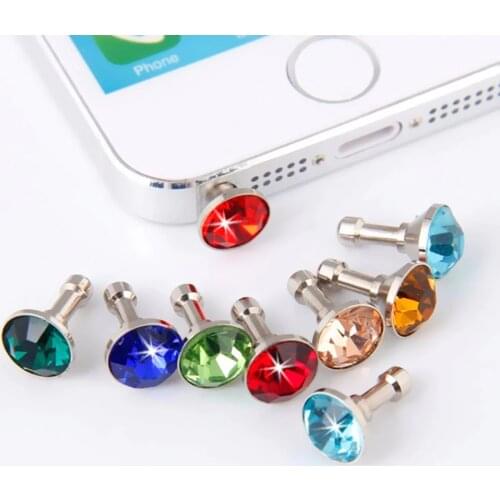 10pcs Bling Diamond Dust Plug Universal 3.5mm Cell Phone Earphone Plug For iPhone 6 5s Samsung HTC Sony Headphone Jack Stopper