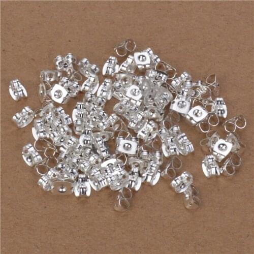 100pcs High Quality Silver Plated Copper Earring Back Plug Earring Settings Base Ear Studs Back Whole Sale