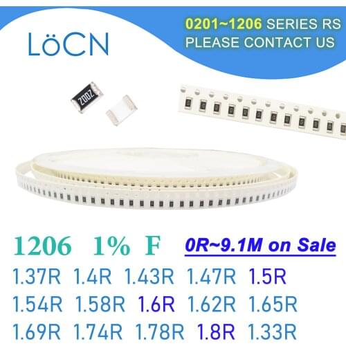 1206 1% F 5000PCS SMD 1.37R 1.4R 1.43R 1.47R 1.5R 1.54R 1.58R 1.6R 1.62R 1.65R 1.69R 1.74R 1.78R 1.8R 1.82R 3216 Resistor OHM