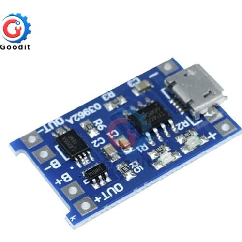 2Pcs Micro USB 5V 1A 18650 TP4056 Lithium Battery Charger Module Charging Board With Dual Functions