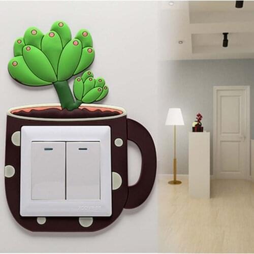 2021 Home Decor Luminous Cactus Switch Sticker Creative Switch Cover Socket Wall Sticker Home Wall Decorative Luminous Stickers