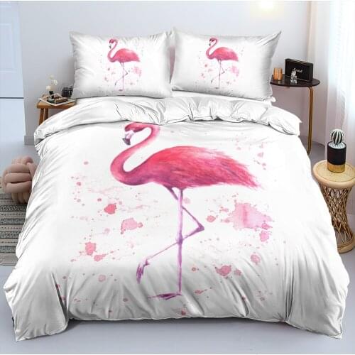 3D White Flamingo Custom Beddings Sets Quilt Covers Pillow Cottoms Set Comforter Covers Full King Queen Double Size Bed Linens