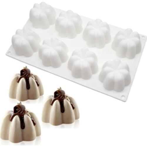 3D Flower Shape Cake Mold Silicone Mousse Mold DIY Baking Tray For Mousse Dessert Mould Chocolate Pastries Molds 8 Cavity