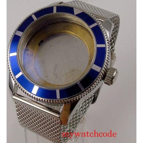 46mm Watch Case Fit MIYOTA 8215 821A ETA 2836 Mingzhu 2813 Movement Alloy Bezel Insert Stainless Steel Band