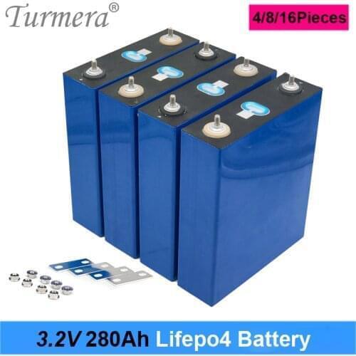 Turmera 3.2V 280Ah Lifepo4 Battery 12V 24V 280AH Screw Rechargeable Battery Pack for Electric Car RV Solar Energy Storage System