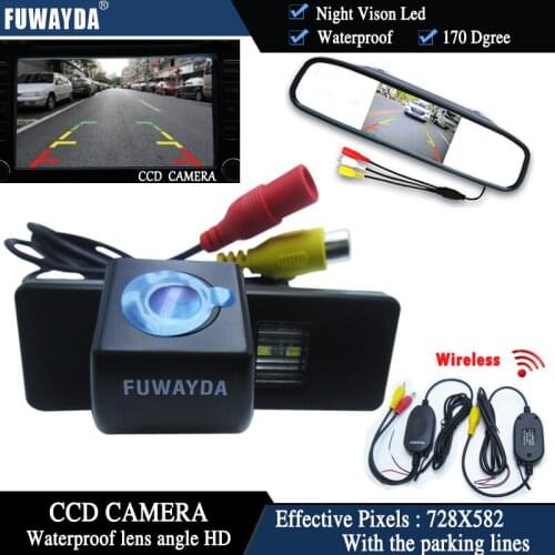 FUWAYDA Wireless Car Rearview Camera for Nissan QASHQAI X-TRAIL Geniss Citroen C-Triomphe Pathfinder+4.3 Inch Mirror Monitor HD
