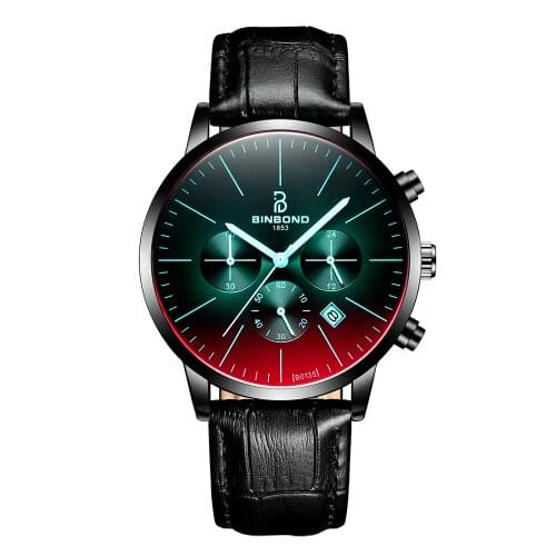 New Fashion Luxury Brand Watch Men Creative Color Bright Glass Chronograph Quartz Stainless Steel Business Clock Men Wrist Watch