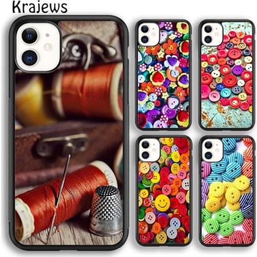 Krajews Sewing Buttons Phone Case Cover For iPhone 5s SE 6s 7 8 plus X XS XR 11 12 pro max Samsung Galaxy S7 S8 S9 S10 Plus