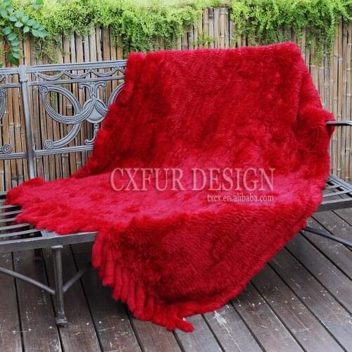 CX-D-20H Home Decorative Sofa Throw Warm Rabbit Fur Knit Fur Fringe Fur Throw