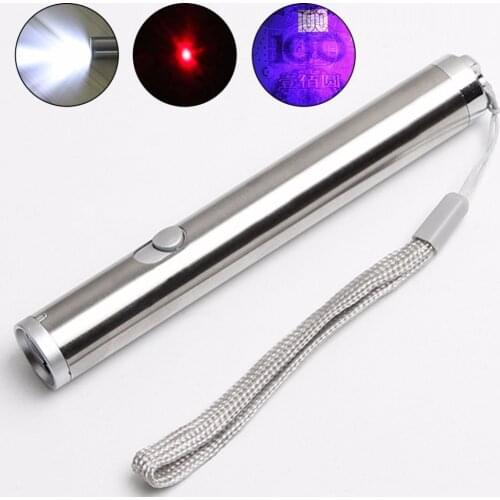 Enjoydeal Multifunction Mini Flashlight Portable Aluminium Alloy LED UV&Red Laser&Lighting Flashlight Waterproof Powerful Torch