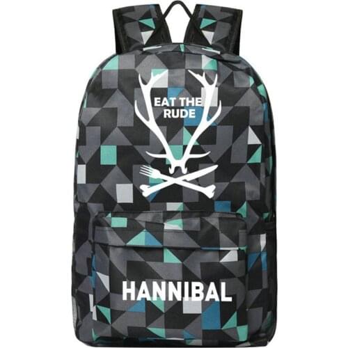 Hannibal backpack Eat the rude daypack Deer horn schoolbag Good film rucksack Satchel school bag Print day pack