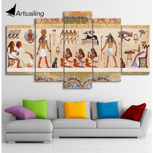 HD Printed 5 Piece Canvas Art Paintings Wall Egyptian Pictures Modular Ancient Dynasty Poster Home Decor Free Shipping CU-2749C