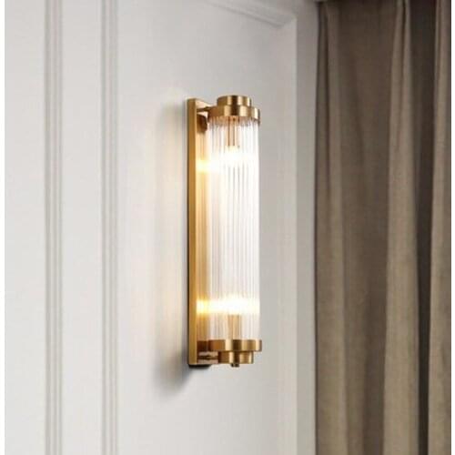 Crystal glass lampshade modern luxury golden wall lamp LED bulb living room transparent glass lamp bedside lighting LB12142