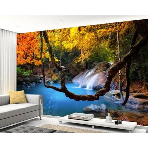 Beautiful maples and lake in the forest,living room sofa TV wall bedroom wall papers home decor restaurant bar mural