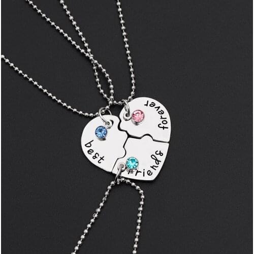 Best Friends Forever BFF Necklaces broken Gold silver plated heart Necklace for 3 friendship Christmas gift bestfriends Jewelry