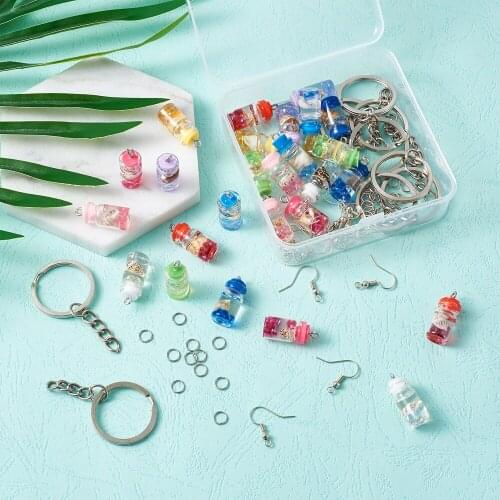 DIY Jewelry Set Making with Resin Pendants Conch Inside Brass Earring Hooks Iron Split Key Rings Jump Rings Mixed Color 27pcs