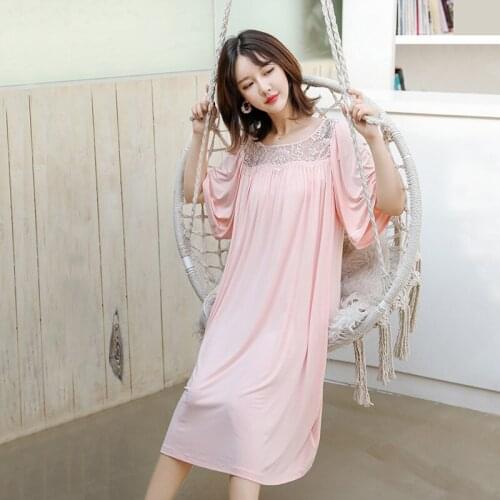 Ice Silk Nightdress Womens Summer Lovely Thin Sexy Nightgown Long Modal Large Nightwear Skirt Homewear Sleepwear Sleep Dress