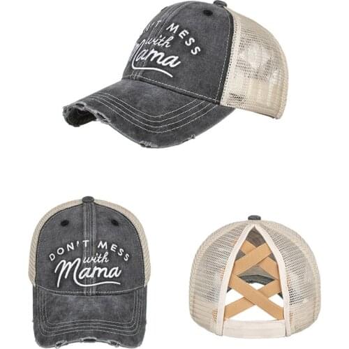 New Fashion Cross Back Hat Letter Printed Women Cap Solid Color Cotton Black Sports Hat