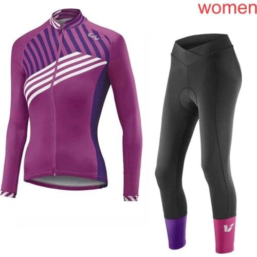 New Womens Cycling Jersey Bike Long Sleeve shirt bib pants Road Bicycle Wear Spring Autumn racing clothes maillot Ciclismo Y320