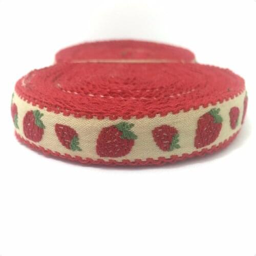 NEW!! 5/8'' 16mm 10yards/sets Woven Jacquard ribbon wood machine Lovely strawberry series lace Single ribbon