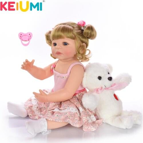 KEIUMI 22 Inch Reborn Baby Doll Toys 55 cm Silicone Full Body Lifelike Princess Doll Girl Alive Toy For Sale Kids Xmas Gift