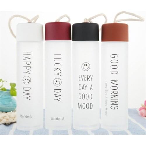 Wholesale 320ml Portable inspirational Frosted glass cup transparent heat-resistant hand cup