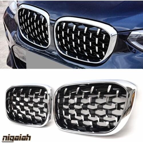 For BMW G01 X3 2018 2019 Front Bumper Diamond Racing Grills New X3 xDrive20i xDrive30i 2018 2019 Kidney Grille ABS Auto Styling