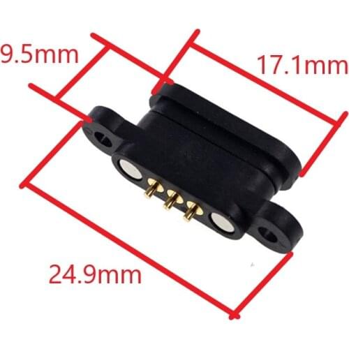 1 Pair Spring Loaded Magnetic Pogo Pin 3 Pins 2.3 mm Pitch Vertical Single Row Through Holes Solder Male Female Probe Contact