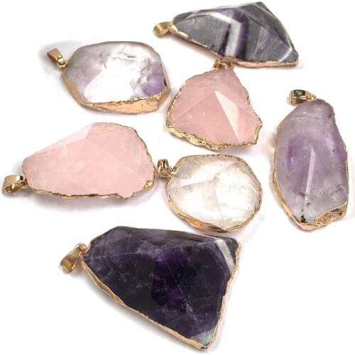 Natural Stone Quartz Pendant irregular shape charms for Jewelry making DIY Necklaces Accessories Reiki Healing Jewellery Gift