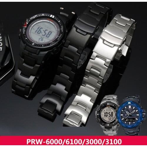 High Quality Stainless Steel Watchbands For Casio PRW-6000 PRW6000 3100 6000 6100 Smartwatch Metal Watch Band Strap Bracelet