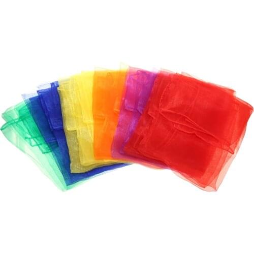 12pcs Juggling Dance Scarves 60*60cm Hemmed Square 6 Colors Scarves Silk Scarf Polyester For Dance Performance