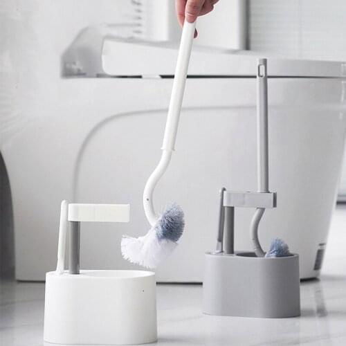 Wall-Mounted Floor-To-Ceiling Dual-Purpose Toilet Brush Cleaning Brush No Dead Ends Toilet Cleaning Tool Bathroom Accessories