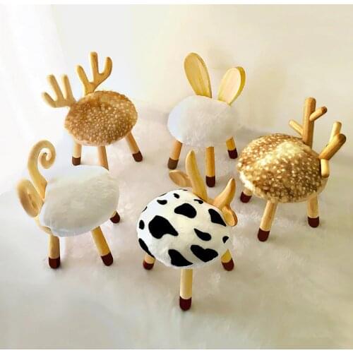 Растущий стул Sillas Nordic Wood Childrens Sofa Deer Shoe Stools Animal Backrest Cartoon Creative Baby Small Low Dining Chairs