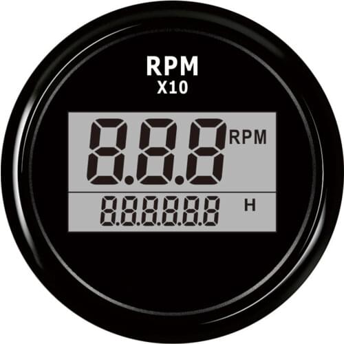 Boat LED Digital Tachometer Engine Hourmeter Marine Outboard Truck Car RV Waterproof RPM Meter Waterproof 0-9990RPM 52mm