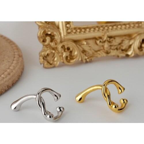 ONLY 1PC (No pierced) real. Authentic 925 Sterling silver White/ Gold Love Knot Clip Earrings TLE1132