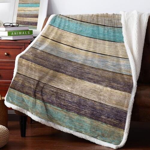 Vintage Wood Texture Home Lamb Cashmere Thick Bed Blanket Sofa Winter Warm Sherpa Duvet Covfer Newborn Wraps Kids Bedspread