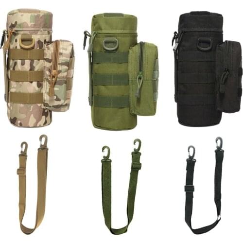 Outdoor Military MOLLE Tactical Zip Water Bottle Kettle Shoulder Sling Strap Holder Bag Pouch for Travel Camping