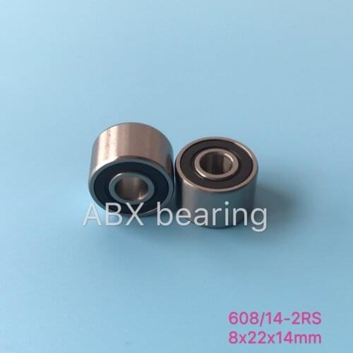 100pcs high speed widened bearing 608/14-2RS 608/14 W608RS 408-2RS 408 textured twister special 8*22*14 mm (Double row ball)