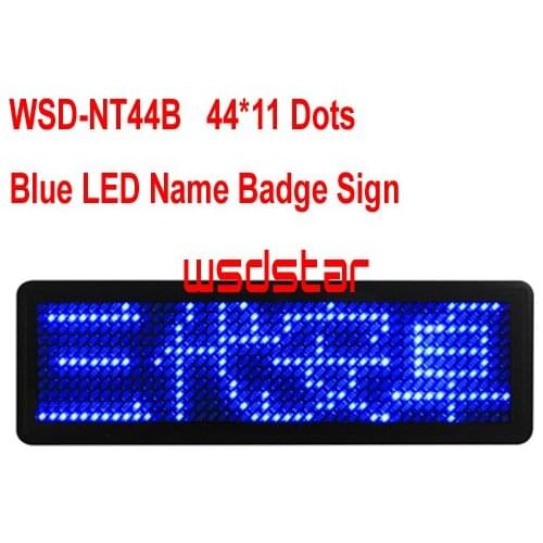 WSD-NT44B Blue led name badges led name tag programmable moving led message display led Business card Luminous badges