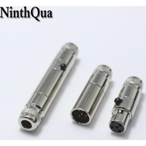 1pair Mini XLR 4 Pin Male Plug + Female jack Small Metal XLR 4P Audio Socket Microphone Connector MIC Adapter for OD5mm Cable