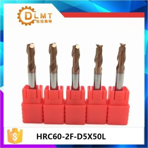 1pcs 5mm 6mm Flat EndMills HRC60 50L 2Flute Solid Carbide TiAlN Coated Straight Shank End Mill for Wood CNC Milling Cutter