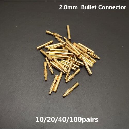 10/20/40/100pairs 2.0mm Gold Bullet Connector Battery ESC Motor Plug with (Gift)2.5mm Heat Shrink for RC Car Quadcopter airplane