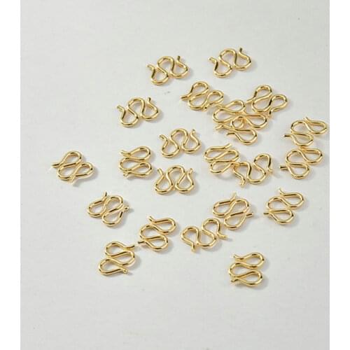 10PCS 7*8MM 8*10MM 14K Gold Plated Brass M W Shape Necklaces Bracelets Clasps High Quality Diy Jewelry Findings Accessories