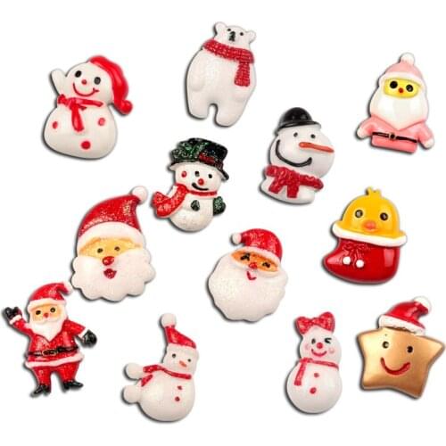 10Pcs Mixed Resin Christmas Santa Claus Cabochon Flatback Decoration Crafts Embellishments For Scrapbooking Diy Accessories