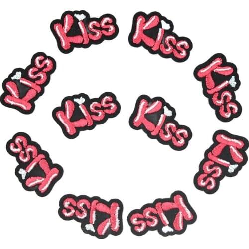 10pcs/lot small words Patches Embroidery Iron On Kiss Love Appliques Diy Gilrs Lady Clothes Stickers Handmade Sewing Patchwork