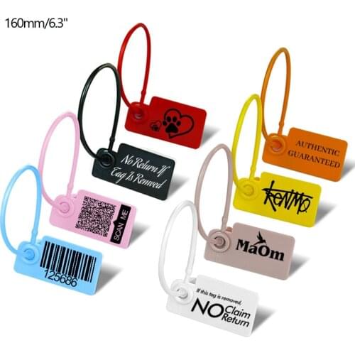 100Pcs Custom Hang Tag Plastic Disposable Garment Price Brand Logo Gift Retail Security Label Tags for Clothes Shoes 160mm/6.3"