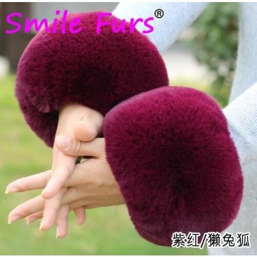 100% High Quality Faux Rabbit Cuff Fur Wrist Sleeve Decor Jackets Sleeve Hand Ring Fur Arm Oversleeves Elastic Bracelet ZKG34