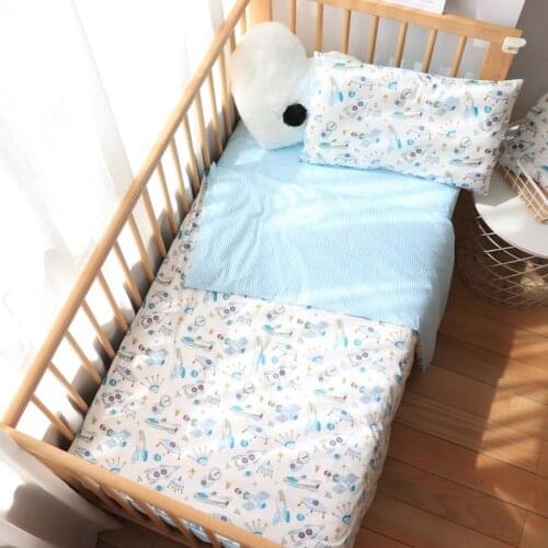 3Pcs Baby Bedding Set For Boy Girl Nordic Cotton Kids Bed Linen Cot Kit Crib Bedding For Newborns No Filler Allow Custom Size