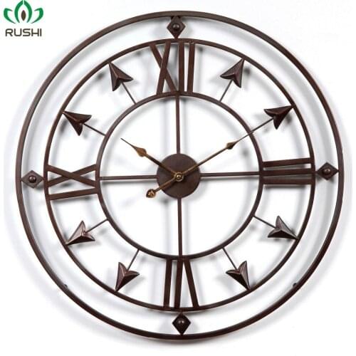 3D 60cm large Brief Retro Wall Clock Vintage Modern Style Hollow-out Household Bedroom Art Clocks Livingroom Wall Home Decor