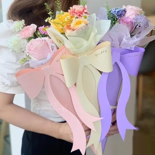 5pcs/lot Single Flower Packaging Gift Cases Bow Flower Bouquet Box Portable Gift Boxes DIY Wedding Party Supplies